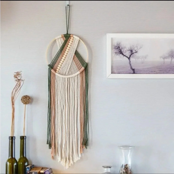 Boho Woven Beaded Wall Hanging — Neutral Macrame Wall Art - Picture 5 of 5